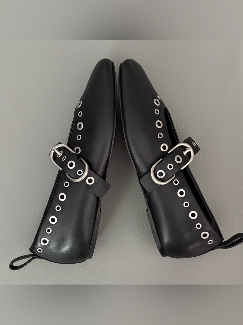 Rag & Bone Shoes Spire Leather Grommet Mary Jane Ballerina Flats Black size 8 - Picture 16 of 16